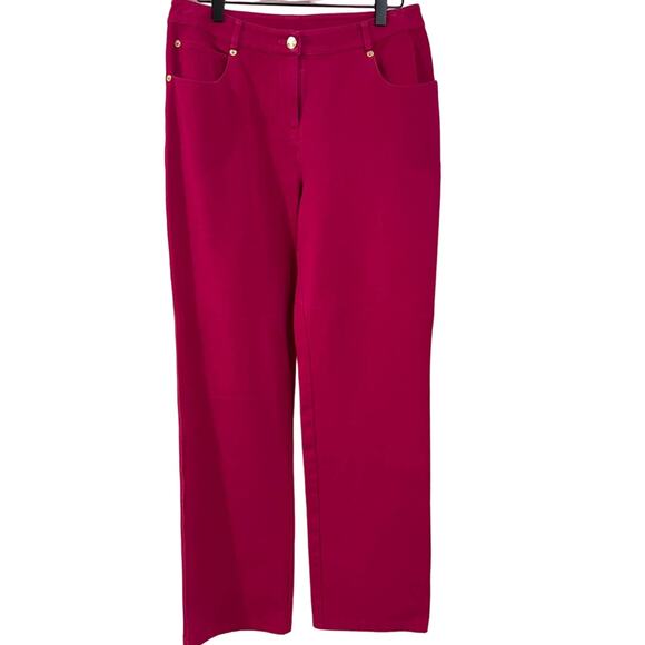 St John Yellow Label Pink Heavyweight Twill Pants Size 4 - Picture 1 of 9